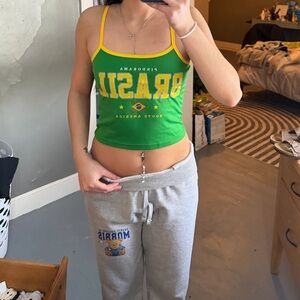 Green Brazil Tank Top with Yellow Accents